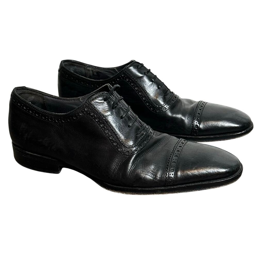 To Boot New York Brogued Cap Toe Oxford Leather Black Shoes Italy Size 8 Mens